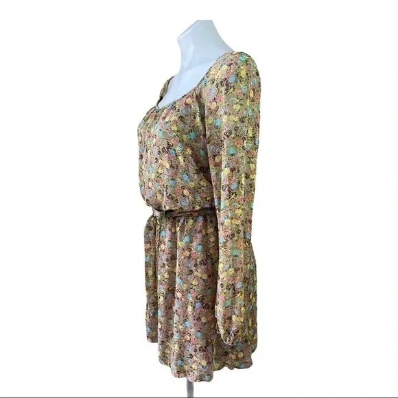 Speechless Beige Floral Multicolor Dress Small - Picture 5 of 7